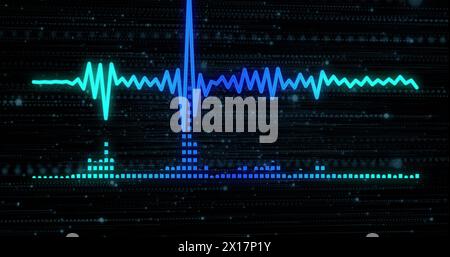 Image de colonnes en mouvement au-dessus de taches lumineuses sur fond noir Banque D'Images