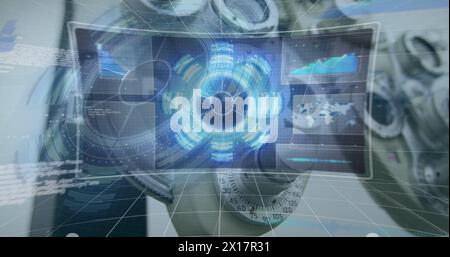 Image de balayage de portée et de traitement de données sur femme d'affaires Banque D'Images