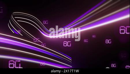 Image de 6g texte et traitement de données sur fond sombre Banque D'Images