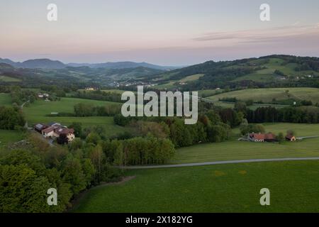 Sunrise Ahornleiten, près de St. Georgen an der Leys, Texingtal, Mostviertel, Basse-Autriche, Autriche Banque D'Images