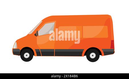 Vecteur icône plate cartoon orange camion de livraison. Fourgon de livraison. Illustration de Vecteur