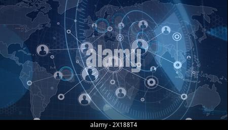 Illustration du réseau de connexions avec des icônes sur le réseau de connexions Banque D'Images