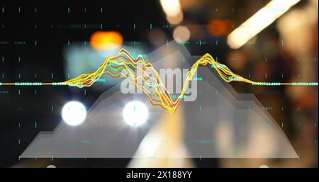 Image du traitement des données dans la ville la nuit Banque D'Images