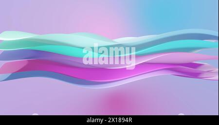 Image de calques dégradé rose à bleu ondulant sur fond dégradé Banque D'Images