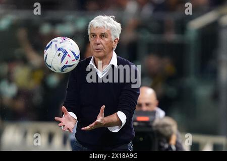 Bergame, Italie. 15 avril 2024. Gianpiero Gasperini d'Atalanta lors du match de football Serie A entre Atalanta et Hellas Vérone au stade Gewiss, dans le nord de l'Italie - lundi 15 avril 2024. Sport - Soccer . (Photo de Spada/LaPresse) crédit : LaPresse/Alamy Live News Banque D'Images