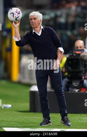 Bergame, Italie. 15 avril 2024. Gianpiero Gasperini d'Atalanta lors du match de football Serie A entre Atalanta et Hellas Vérone au stade Gewiss, dans le nord de l'Italie - lundi 15 avril 2024. Sport - Soccer . (Photo de Spada/LaPresse) crédit : LaPresse/Alamy Live News Banque D'Images