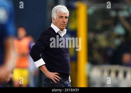 Bergame, Italie. 13 avril 2024. Gianpiero Gasperini d'Atalanta lors du match de football Serie A entre Atalanta et Hellas Vérone au stade Gewiss, dans le nord de l'Italie - lundi 15 avril 2024. Sport - Soccer . (Photo de Spada/LaPresse) crédit : LaPresse/Alamy Live News Banque D'Images