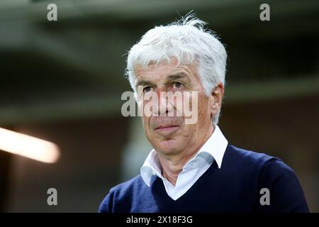 Bergame, Italie. 13 avril 2024. Gianpiero Gasperini d'Atalanta lors du match de football Serie A entre Atalanta et Hellas Vérone au stade Gewiss, dans le nord de l'Italie - lundi 15 avril 2024. Sport - Soccer . (Photo de Spada/LaPresse) crédit : LaPresse/Alamy Live News Banque D'Images