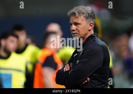 Bergame, Italie. 15 avril 2024. Le Baroni de Vérone à la fin du match de football Serie A entre Atalanta et Hellas Vérone au stade Gewiss, dans le nord de l'Italie - lundi 15 avril 2024. Sport - Soccer . (Photo de Spada/LaPresse) crédit : LaPresse/Alamy Live News Banque D'Images