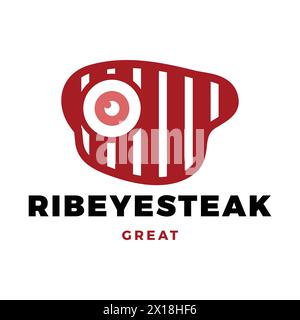 Modèle de conception de logo Ribeye Steak Icon Illustration de Vecteur