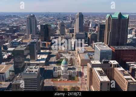 Centre-ville de St Louis vu de l'Arche dans le Missouri Banque D'Images