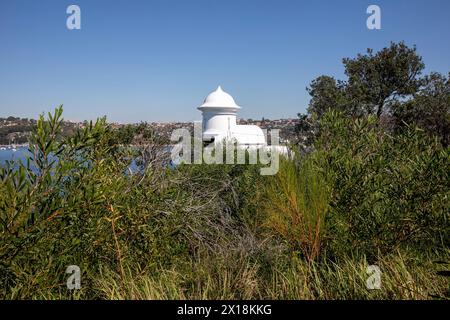 Phare de Grotto point, alias Port Jackson Entrance Front Light, au rocher de Grotto point sur le côté nord du port de Sydney, Nouvelle-Galles du Sud, Australie Banque D'Images