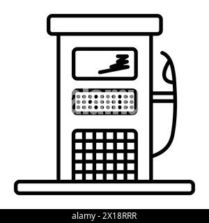 Station de charge de voiture, icône de vecteur de ligne noire, pictogramme de contour monochrome Illustration de Vecteur