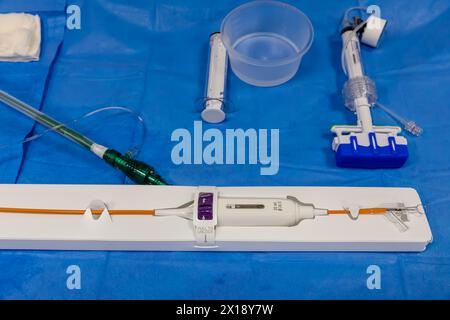 Système de distribution. Valve aortique Medtronic. chirurgie cardiaque. Soins de santé remplacement valvulaire aortique à racine complète par xénogreffes aortiques sans stentless chez les patients atteints de Banque D'Images