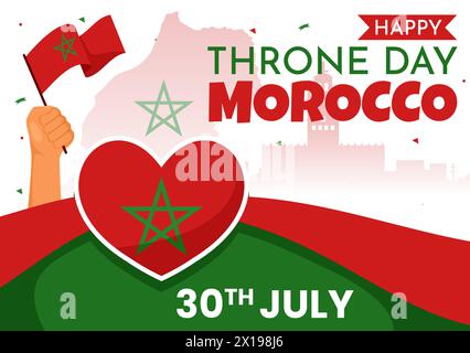 Happy Maroc Trône Day illustration vectorielle le 30 juillet avec drapeau agitant et ruban dans la conception de fond de fête nationale de célébration Illustration de Vecteur