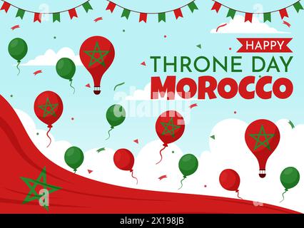 Happy Maroc Trône Day illustration vectorielle le 30 juillet avec drapeau agitant et ruban dans la conception de fond de fête nationale de célébration Illustration de Vecteur