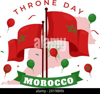 Happy Maroc Trône Day illustration vectorielle le 30 juillet avec drapeau agitant et ruban dans la conception de fond de fête nationale de célébration Illustration de Vecteur