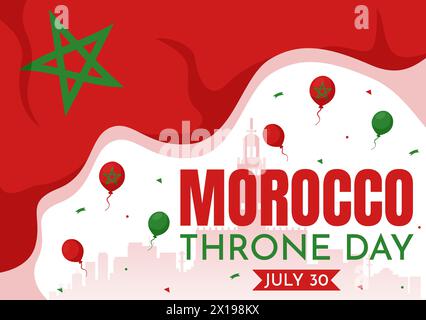 Happy Maroc Trône Day illustration vectorielle le 30 juillet avec drapeau agitant et ruban dans la conception de fond de fête nationale de célébration Illustration de Vecteur