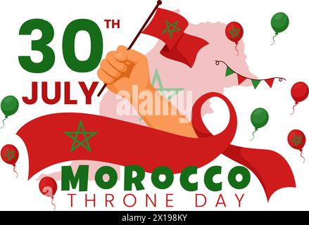 Happy Maroc Trône Day illustration vectorielle le 30 juillet avec drapeau agitant et ruban dans la conception de fond de fête nationale de célébration Illustration de Vecteur