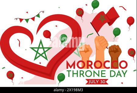 Happy Maroc Trône Day illustration vectorielle le 30 juillet avec drapeau agitant et ruban dans la conception de fond de fête nationale de célébration Illustration de Vecteur