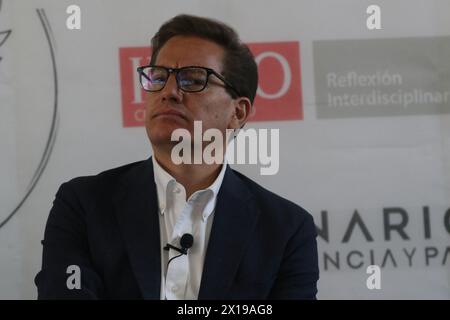 Non exclusif : 15 avril 2024, Mexico, Mexique : le candidat à la tête du gouvernement de Mexico pour le parti Movimiento Ciudadano, Salomón CH Banque D'Images