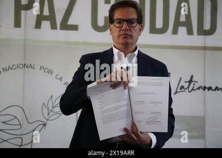 Non exclusif : 15 avril 2024, Mexico, Mexique : le candidat à la tête du gouvernement de Mexico pour le parti Movimiento Ciudadano, Salomón CH Banque D'Images