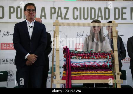 Non exclusif : 15 avril 2024, Mexico, Mexique : le candidat à la tête du gouvernement de Mexico pour le parti Movimiento Ciudadano, Salomón CH Banque D'Images