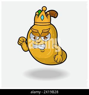 Expression en colère avec Mango fruit Crown Mascot Character Cartoon. Illustrations vectorielles Illustration de Vecteur