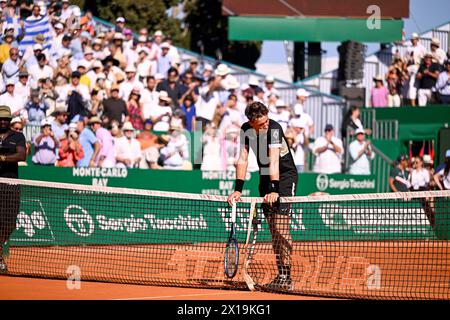 Monaco, Monaco. 14 avril 2024. Casper Ruud lors de la finale Rolex Monte-Carlo ATP Masters 1000 tennis le 14 avril 2024 au Monte Carlo Country Club de Roquebrune Cap Martin, France près de Monaco. Photo de Victor Joly/ABACAPRESS.COM crédit : Abaca Press/Alamy Live News Banque D'Images