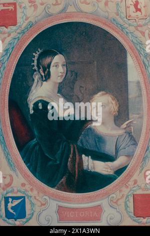 La jeune reine Victoria et son fils aîné, le prince de Galles et futur Édouard VII, Angleterre, XIXe siècle Banque D'Images