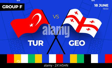 Türkiye vs Georgia football 2024 match versus. 2024 match de championnat en phase de groupes contre équipes intro sport contexte, compétition de championnat. Illustration de Vecteur