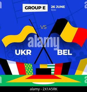 Ukraine vs Belgique football 2024 match versus. 2024 match de championnat en phase de groupes contre équipes intro sport contexte, compétition de championnat. Illustration de Vecteur