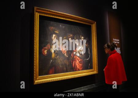 Londres 16 avril 2024 . , Le martyre de Sainte-Ursula', 1610 le dernier Caravage à la Galerie nationale prêté par la Collection Intesa Sanpaolo (Gallerie d’Italia – Naples) .Credit : amer Ghazzal/Alamy Live News Banque D'Images