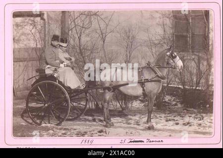 Rudolf, prince héritier d'Autriche dans le Prater, dernier passage du prince héritier dans le Prater. Rudolf en uniforme en calèche à cheval, 27.01.1889 - 18890127 PD0003 - Rechteinfo : droits gérés (RM) Banque D'Images