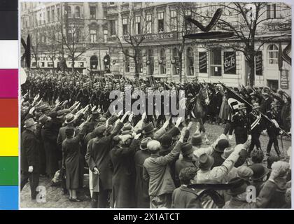 Arrivée du premier bataillon de la norme SS à Vienne, 30.3.1938 - 19380330 PD0011 - Rechteinfo : Rights Managed (RM) Banque D'Images