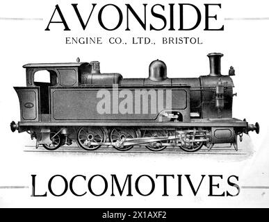 Publicité pour Avonside Engine Co. Ltd, de Bristol, montrant une seule locomotive. D’après une publication originale datée du 15 mai 1924, cela contribue à donner un aperçu des transports publics, et des chemins de fer en particulier, des années 1920 Banque D'Images