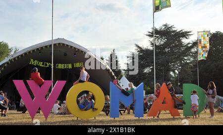 Ambiance pendant le festival WOMAD 2013, qui s'est tenu à Charlton Park, Wiltshire. Banque D'Images