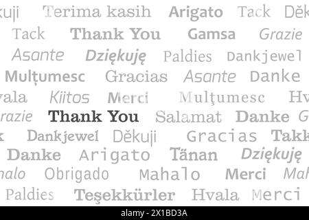 Thank you languages seamless pattern. Thank you phrase international design. Illustration de Vecteur