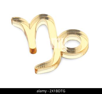 Signe du zodiaque. Symbole Capricorne doré isolé sur blanc Banque D'Images