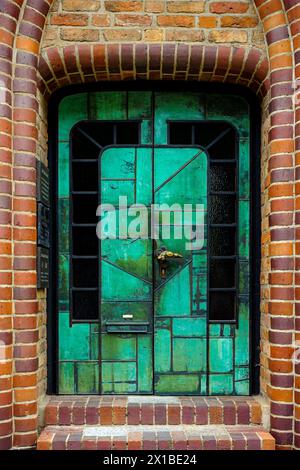 Porte d'entrée historique, Hausbaumhaus ou Haus der Architekten, une maison de marchand classée à Rostock, Mecklembourg-Poméranie occidentale, Allemagne. Banque D'Images