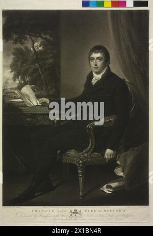 Russell, 5e duc de Bedford, Francis, mezzotint de Samuel William Reynolds basé sur une peinture de John Raphael Smith. Armoiries, - 18020101 PD0049 - Rechteinfo : droits gérés (RM) Banque D'Images