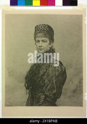 Elisabeth, Impératrice d'Autriche, photographie (détail) pour dessiner des croquis de Leopold Horovitz (d'après la photographie de Pietzner / Angerer) en jeton au meurtre d'Elisabeth, - 18990101 PD0669 - Rechteinfo : droits gérés (RM) Banque D'Images