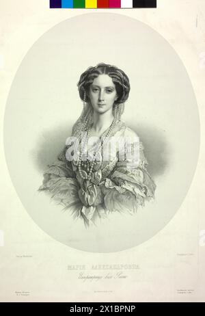 Marie, princesse de Hesse-Darmstadt, lithographie de C. Schultz d'après une peinture de Franz Xavier Winterhalter. Chine, - 19300101 PD21425 - Rechteinfo : droits gérés (RM) Banque D'Images