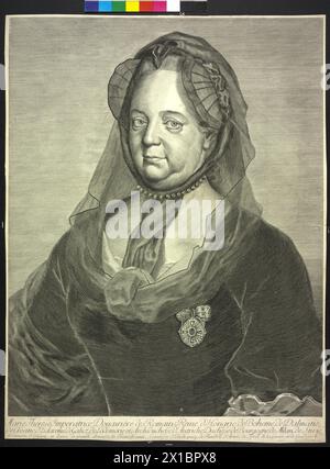 Maria Theresa, impératrice du Saint-Empire romain germanique, image de veuve. Gravure de Johann Christoph von Reinsperger, - 19300101 PD22486 - Rechteinfo : droits gérés (RM) Banque D'Images