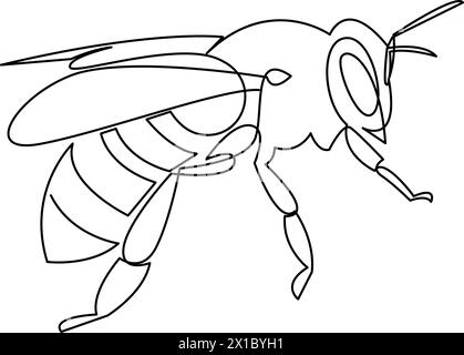 Un dessin au trait continu d'abeille. Concept d'icône de ferme de miel biologique de forme animale de guêpe d'insecte. Concept de la Journée mondiale des abeilles à ligne unique Illustration de Vecteur