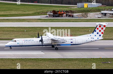 Un Bombardier Dash 8 Q400 de Croatia Airlines décolle de l’aéroport de Zurich. Enregistrement 9A-CQC. (Zürich, Suisse, 24.02.2024) Banque D'Images