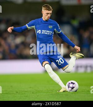 Londres, Royaume-Uni. 15 avril 2024. 15 avril 2024 - Chelsea v Everton - premier League - Stamford Bridge. Le Cole Palmer de Chelsea en action. Crédit photo : Mark pain/Alamy Live News Banque D'Images