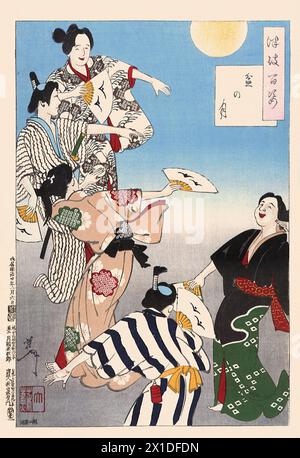 Tsukioka Yoshitoshi (1839 bis 9. Juni 1892) einer der letzten großen Meister des klassischen japanischen Farbholzschnitt, hier das Werk bon Festival Moon Banque D'Images