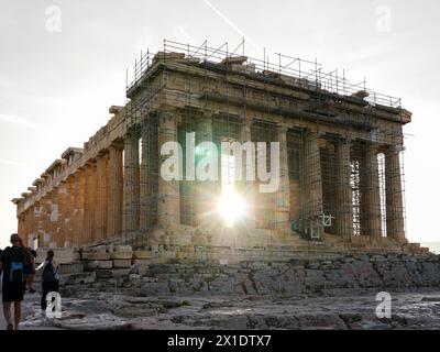 Tôt le matin au Parthénon sur l'Acropole d'Athènes en Grèce Banque D'Images