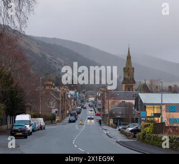 Innerleithen main Street (A72) Scottish Borders Banque D'Images